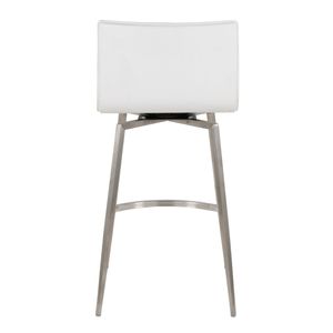Tabourets de bar contemporains en acier inoxydable avec assise pivotante rembourrée en similicuir blanc - Lot de 2 - Product Image 4