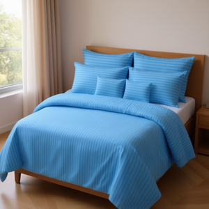 220TC Hotel Bed Sheet Set Queen Size 1 Bed Sheet + 2 Pillow Covers Stripe Cotton <b>Bedding</b> for Home or Hotel - Product Image 3