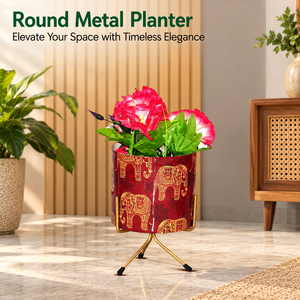 Pot de fleurs en métal avec support en fer, décoration charme cardinal, support de plante décoratif, pot de fleurs en métal élégant pour l'intérieur - Product Image 1
