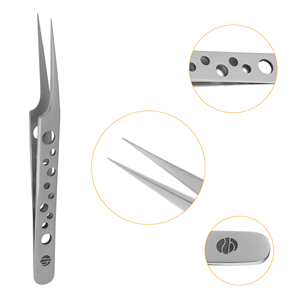 Pinzas para Pestañas con Mango Circular, Herramientas para Pestañas de Acero Inoxidable, Antimagnéticas, Duraderas, Ligeras, Personalizables, Stahlmann - Product Image 4