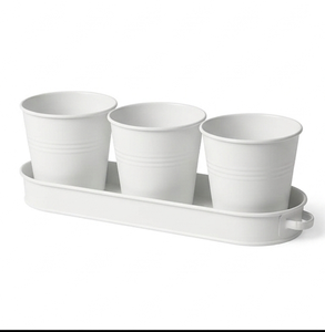 Ensemble de pots de fleurs classiques en métal thermolaqué avec plateau pour décoration de jardin intérieur/extérieur, taille personnalisable - Product Image 6