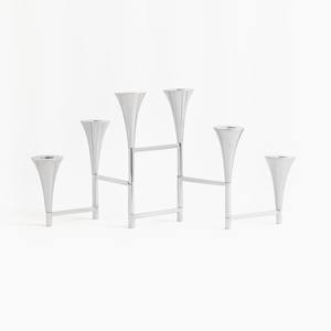 Candélabre moderne en métal chromé argenté à 6 bras, style nordique minimaliste, pour centre de table de mariage et événements - Product Image 2