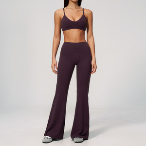 Newest Solid Color Customized Womens Yoga Wear High Waist Leggings Breathable Active Wear 4-Piece Sportswear Set - Product Image 3
