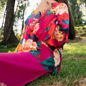 2PC Digital Printed Grip Silk Suit PW4118 Elegant Cocktail Dresses - Product Image 2