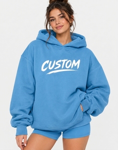 Sudadera con Capucha Extra Grande Color Naranja Óxido para Mujer, con Hombros Caídos, Manga Larga, Bolsillo Delantero y Estampado de Letras Personalizado - Product Image 5