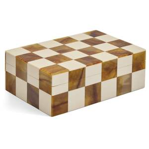 Handcrafted Amber Diamond Harlequin Pattern Resin Inlay <b>Small</b> Decorative <b>Storage</b> <b>Box</b> With Lid For Jewelry - Product Image 3