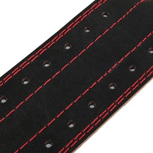 Cinturón de Cuero para Levantamiento de Pesas para Hombre, Ajustable, Soporte Lumbar, Cierre de Hebilla, Negro con Costuras Blancas y Rojas - Product Image 6