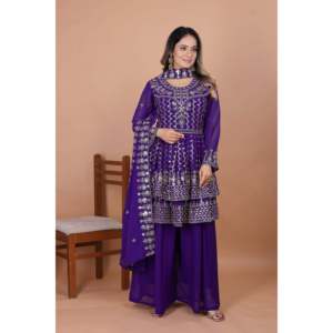 Ensemble Sharara pour femmes, tenue de soirée, avec broderie de sequins - Product Image 4