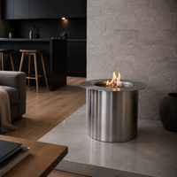 Cheminée à bioéthanol manuelle ronde en acier inoxydable 304, foyer de table cylindrique avec couvercle amovible, décoration intérieure moderne