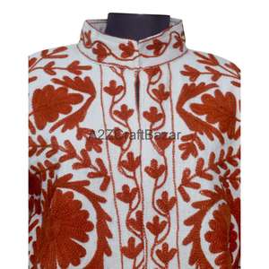 Chaqueta Bomber de Algodón Tejido Suzani con Cuello en V para Mujer, Bordada con Volantes, Estilo Vintage Floral, Ecológica, Transpirable, de Secado Rápido, para Invierno - Product Image 3