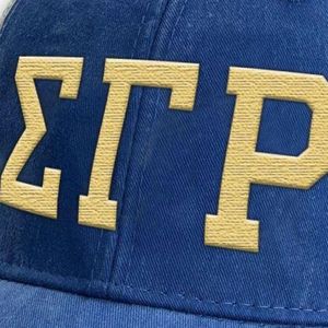 หมวกแก๊ป Sigma Gamma Rho แบบ Distressed สีน้ำเงินรอยัล ปักอักษรชมรมกรีก  หมวกตาข่ายสำหรับผู้หญิง ปรับขนาดได้ สไตล์ลำลอง สำหรับวิทยาลัย - Product Image 6