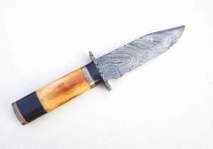 Couteau utilitaire à lame fixe en acier Damas forgé à la main, personnalisé OEM, avec manche en os et en corne pour le bricolage - Product Image 5