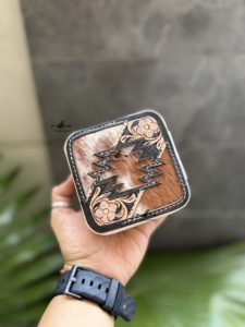 Cowhide Leather Stylish Travel Jewelry Organizer Compact <b>Case</b> Genuine Hand Tooled Leather Accessory Holder Gift Storage - Product Image 2
