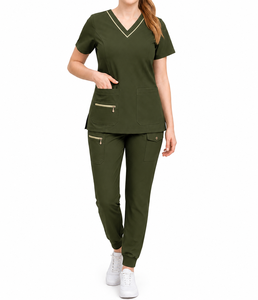 Custom Unisex Nursing <b>Scrub</b> <b>Set</b> Soft Cotton Jersey Medical Uniform Hospital <b>Scrub</b> Top Pants Healthcare Workwear - Product Image 1
