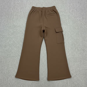 Pantalon long pour femme en molleton polyester/coton, coupe régulière, couleur unie, taille élastique, pantalon d'hiver - Product Image 6