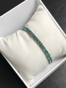 Bracelet de luxe haut de gamme en argent sterling 925 avec apatite naturelle ovale taille brillant et sertissage à griffes, unisexe - Product Image 4