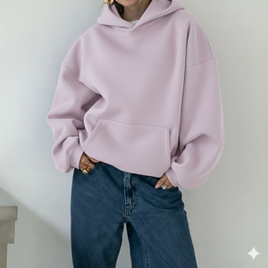 เสื้อฮู้ดโอเวอร์ไซส์แบบสั่งทำพิเศษสำหรับฤดูใบไม้ร่วงและฤดูหนาว ผ้าฝ้าย 100% พิมพ์ลาย อบอุ่น สวมใส่สบาย เป็นมิตรกับสิ่งแวดล้อม สำหรับผู้หญิง - Product Image 2