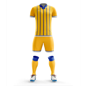Uniforme de football pour hommes à manches courtes OEM, 100% polyester, sublimé, respirant, imprimé, vêtements de sport en gros, nom du joueur personnalisé - Product Image 1
