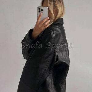Veste en cuir véritable pour femme, style tendance, grande taille, en vente en gros à prix bas et de haute qualité. - Product Image 6