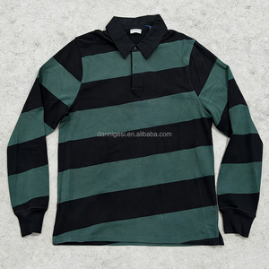 Camiseta Polo Vintage de Alta Calidad para <span class=keywords><strong>Hombre</strong></span>, Fabricada en Algodón con Bordado, Camiseta Polo de Manga Larga a Rayas para <span class=keywords><strong>Hombre</strong></span> - Product Image 1