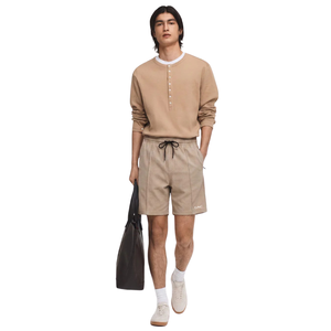 Mens Textured Polyester/<b>Nylon</b> Knit Knee Sweat <b>Shorts</b> Elastic Waist Drawstring Breathable Casual Lounge Gym Training Summer - Product Image 2