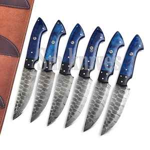 Juego de Cuchillos de Caza de Acero de Damasco de Grado Industrial Sm Knives de 6 Piezas, Mango de Madera, Hoja Biselada de Punta Caída, Garantía de 3 Años, OEM/ODM - Product Image 5