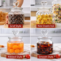 Frasco de Vidrio Grabado Personalizado de 650ml, 950ml, 1350ml con Tapa en Forma de Corazón, Frasco de Vidrio para Alimentos Secos, Suministro de Fábrica OEM