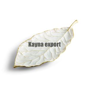 Centro de mesa de lujo Artesanía decorativa Diseño de hoja de oro de metal con acabado de esmalte blanco - Product Image 1