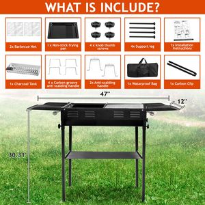 Griglia BBQ Portatile Pieghevole a Carbone per Giardino, Campeggio, Hibachi, Ideale per Spiedini di Agnello e Barbecue - Product Image 1