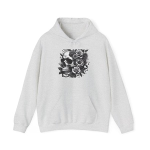 Sudadera con Capucha Bordada con Calavera Floral Gótica, Unisex, 100% Algodón, Sudadera Extra Grande de Felpa, Regalo Ecológico para Él/Ella - Product Image 4