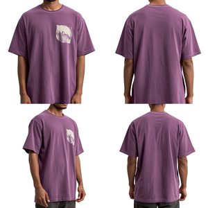 T-shirt graphique surdimensionné pour homme, violet poussiéreux, délavé à l'acide, en coton épais, style vintage, vêtement de mode - Grande Vente - Product Image 3