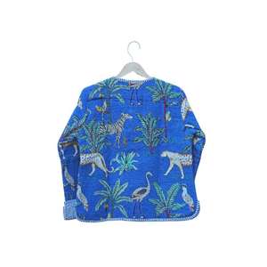 Veste en tricot matelassée à imprimé numérique indien, faite à la main, motif floral pour femmes, réversible, coton écologique, vêtement décontracté, cadeau - Product Image 6