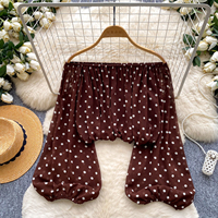 Blusas Elegantes de Manga Larga para Mujer, Camisas con Mangas Abullonadas y Estampado de Puntos, Tops Elegantes para Mujer, Ropa al por Mayor