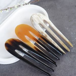 Horquilla de Cuerno de Búfalo con Patrón Tribal Étnico Tallado a Mano, Horquillas de Pelo de Buey Hechas a Mano, Elegantes para Peinados, Negras, Ideales para Regalo - Product Image 3