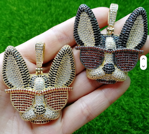 Collar con Colgante de Perro de Latón Chapado en Oro, Cadena de Cuerda con Circonitas, Joyería Hip Hop para Mascotas, para Hombres y Mujeres - Product Image 4
