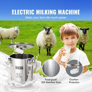 Ordeñadora Eléctrica Portátil Automática por Pulsación al Vacío, 3L, con Cubeta de Acero Inoxidable 304, para Cabras y Ganado - Product Image 2