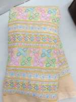 Tissu Georgette Multicolore avec Broderie Sifli, 65 GSM, Largeur 44 Pouces, Matériau Imprimé Sifli pour Costumes de Créateurs et Vêtements Ethniques