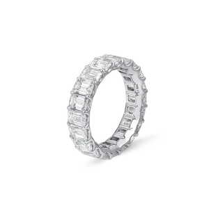 <b>Moissanite</b> Emerald Cut Eternity Band Ring Iced Out Baguette Stone Wedding Anniversary Luxury Fine <b>Jewelry</b> - Product Image 6