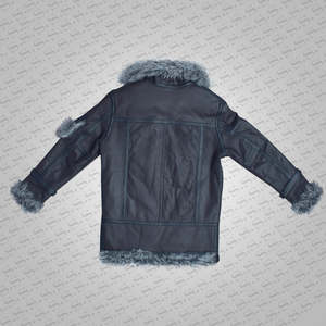 Men's Genuine Leather Jacket With <b>Faux</b> <b>Fur</b> Lining Turn-down Collar Windproof Winter <b>Coat</b> Regular Fit Moto Style - Product Image 3
