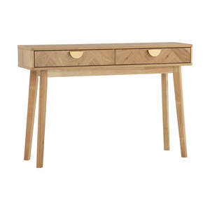 Mesa de Estudio Moderna Minimalista de Madera Maciza con 2 Cajones con Tiradores Dorados para Pasillo, Sala de Estar y Dormitorio - Product Image 1