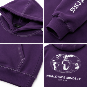 Sweat à capuche violet surdimensionné de qualité supérieure en molleton de coton épais, streetwear pour hommes, fabricant OEM personnalisé - Product Image 4