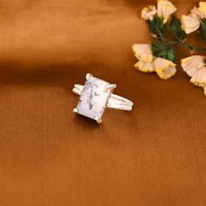 Natural Dendritic <b>Opal</b> Gemstone Brass <b>Ring</b> Handmade Jewelry for Women - Product Image 2