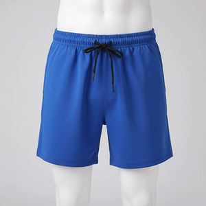 Shorts confortables à taille élastique et taille haute, shorts de plage personnalisés pour l'été, couleur unie, shorts de bain 100% coton avec logo, shorts pour hommes. - Product Image 1