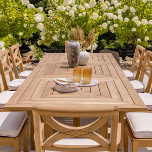 Table de salle à manger extérieure en teck massif, imperméable, écologique, faite à la main, design moderne, pour villa, hôtel et resort - Product Image 4