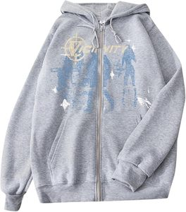 Sudadera con capucha de algodón para hombre, con cierre de cremallera, diseño gráfico estampado por transferencia térmica, ecológica, para invierno, corte regular, cierre con cordón. - Product Image 1