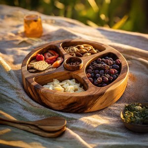 ถาดเสิร์ฟไม้ ถาดไม้ธรรมชาติ แผ่นไม้สำหรับอาหาร ถาดสไตล์เรียบง่าย ถาดสำหรับครัว โต๊ะอาหาร ขนมขบเคี้ยว ผลไม้ ขนมปัง - Product Image 4