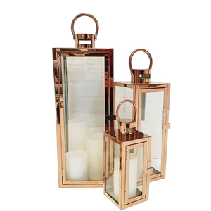 Lanterne porte-bougie géométrique en laiton doré pour la maison, Noël, mariage, lanterne suspendue faite à la main avec panneaux en verre - Product Image 6