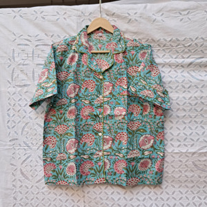 Conjunto de Pijama Corto de Algodón Estampado de Alta Calidad, Camisa de Manga Larga con Botones, Pantalón Corto con Cintura Elástica, Ropa de Dormir para Mujer - Product Image 2