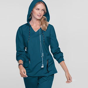 Nouveau design très demandé : Blouse de travail pour femme à col en V, multi-poches, avec cordon de serrage, manches longues, grandes tailles - Product Image 6