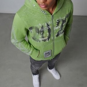 Nouveau sweat-shirt zippé vert à capuche pour homme avec impression numéro 3, poche avant, style streetwear, coupe régulière, idéal pour l'automne - Product Image 6